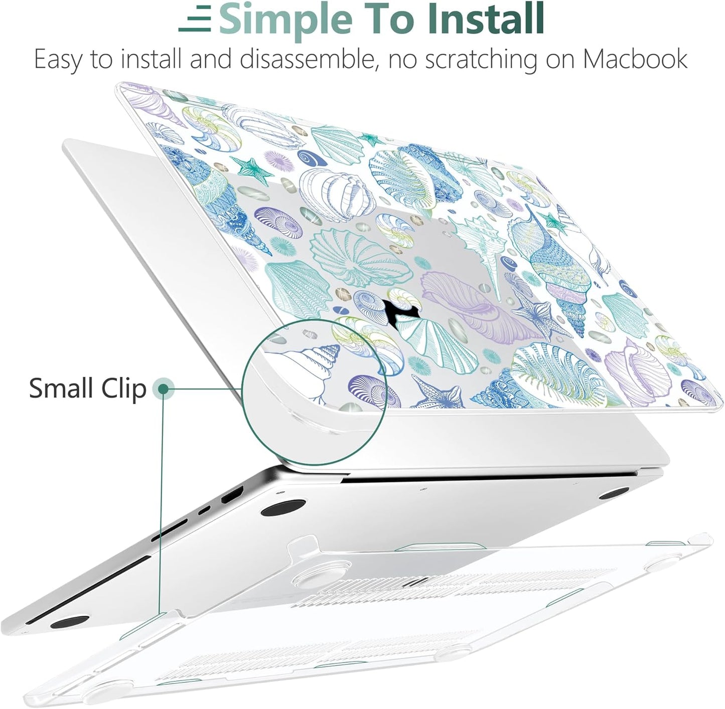 DONGKE for M4 MacBook Pro 16 Inch Case 2024 2023 2021 A3403 A3186 M3 A2991 M2 A2780 M1 A2485 Pro/Max Chip, Plastic Hard Shell Case & Keyboard Cover for Mac Pro 16 with Touch ID, Sea Shells