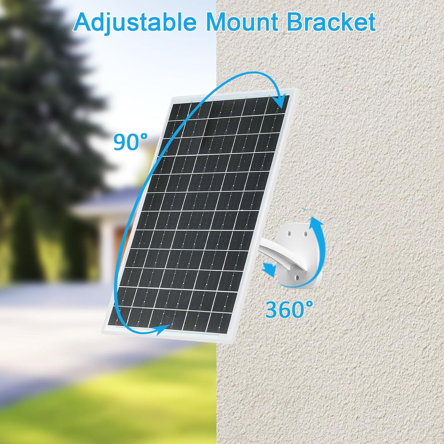 FUTUREZEN 13W Solar Panel for Security Cameras & Trail Cameras, USB-C, Micro USB & 5.5x2.1mm DC Output, IP66 Waterproof, 360° Adjustable Mount, 7.2FT Cable