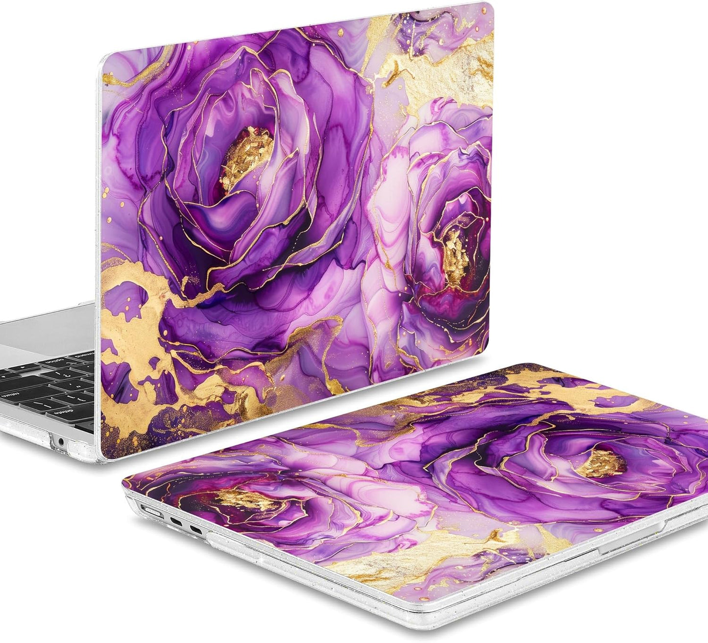 May Chen for MacBook Air 13.6 Inch Case 2025/2024/2023/2022 Release (Model A2681 A3113 A3240, M2 M3 M4 Chip) – Hard Shell Laptop Cover with Keyboard Cover & Screen Protector，Purple Roses