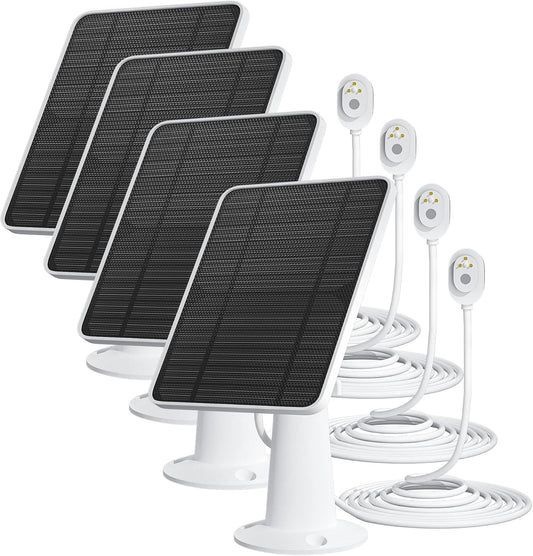 Arlo Solar Panel Charger Compatible with Pro 5S/4/3/3 Floodlight/Ultra/2, 6V 4.5W Solar Panels IP65 Weatherproof w/ 9.8ft Charging Cable, Adjustable Wall Mount, 4 Pack