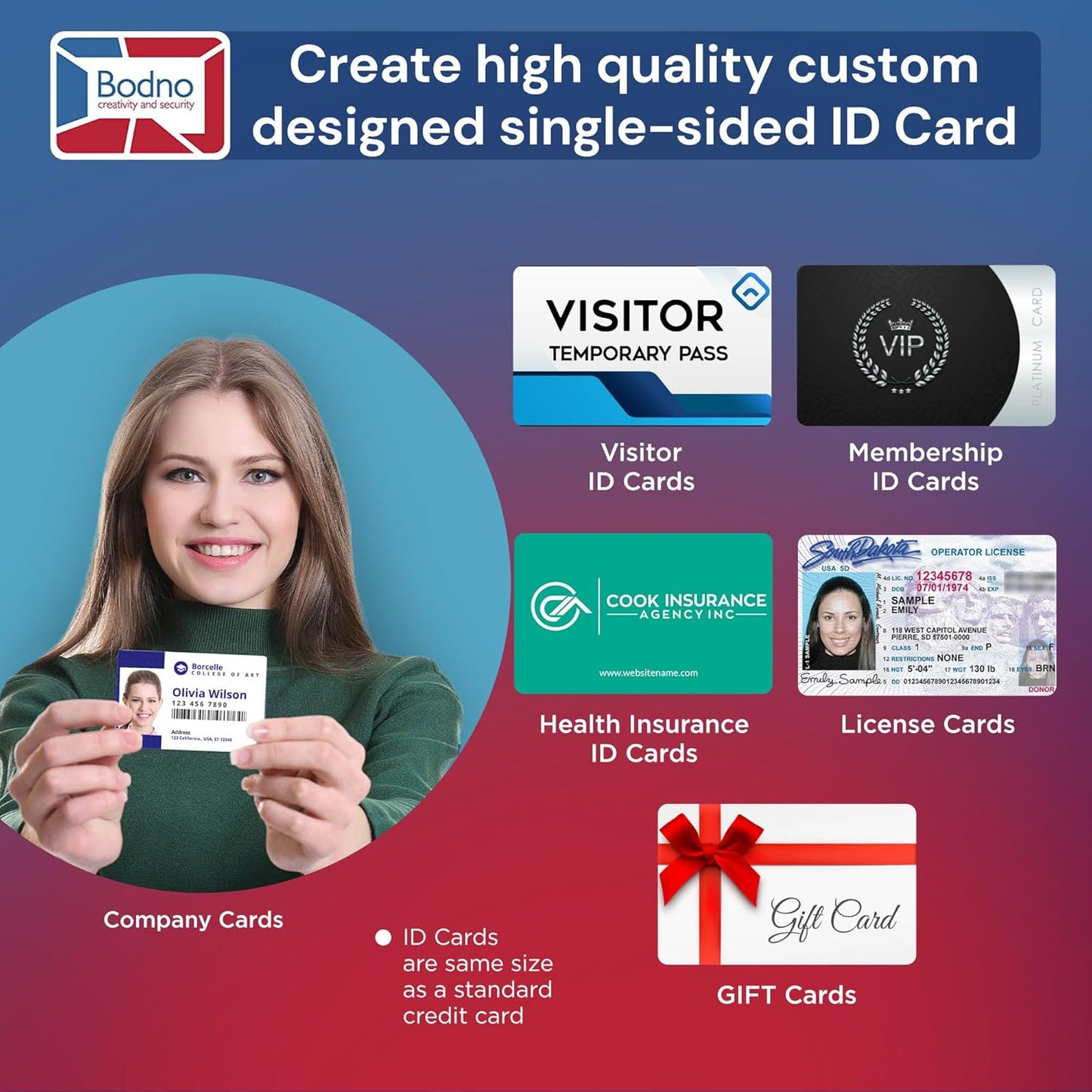 Bodno Magicard 400X Single Sided ID Card Printer & Complete Supplies Package ID Software - Bronze Edition