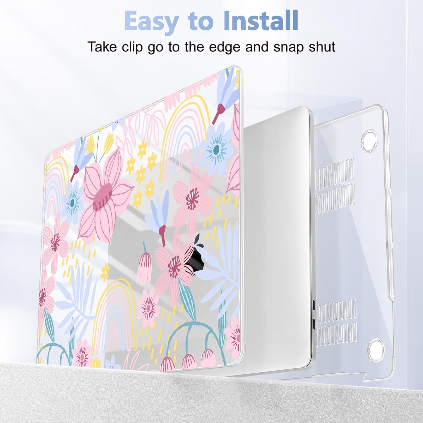 Case for MacBook Pro 13 inch with/Without Touch Bar (2016-2022, M2 A2338 M1 A2289 A2251 A2159 A1989 A1706 A1708), Hard Shell + Keyboard Cover + Dust Plug, Florals