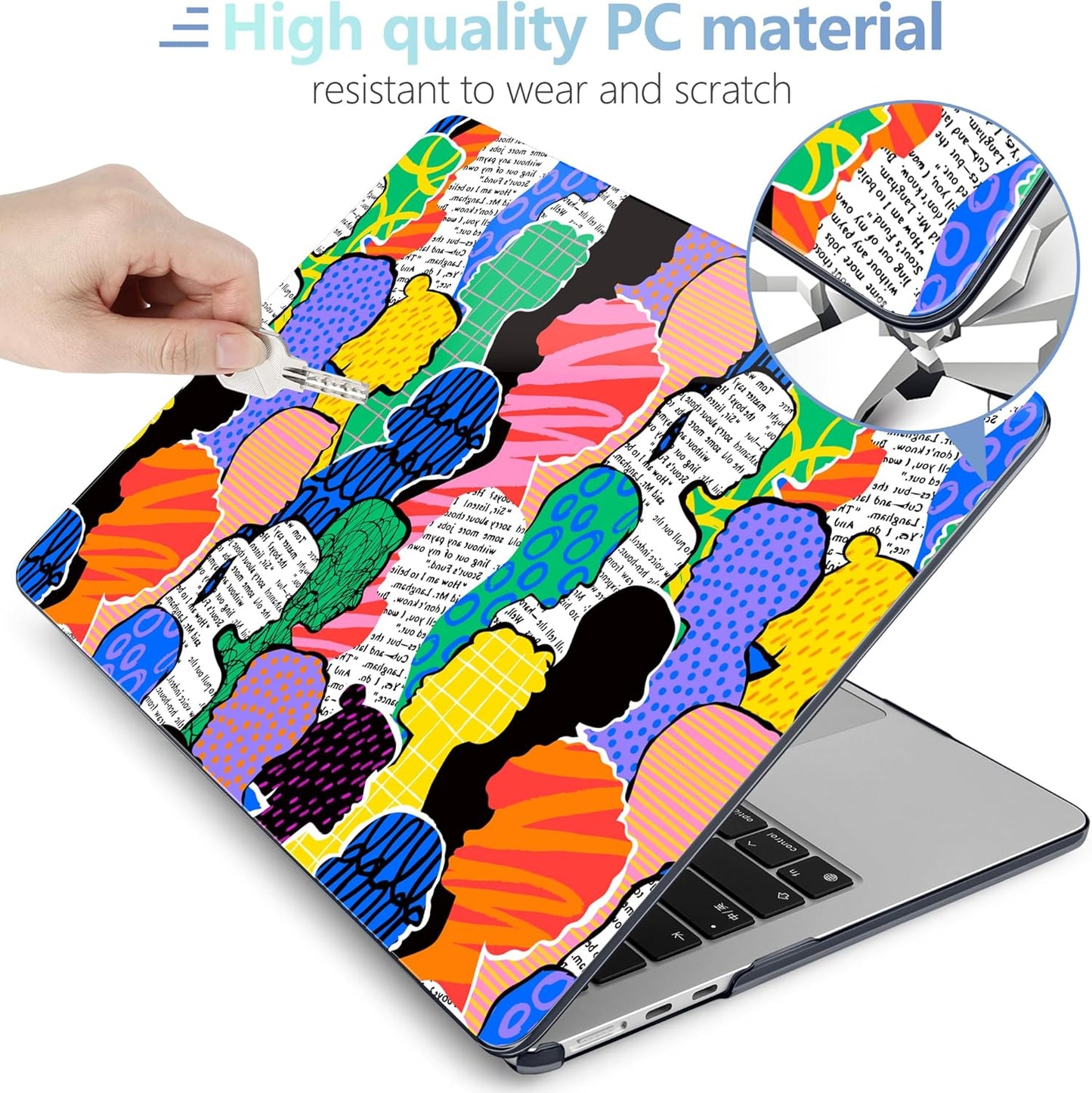 MEEgoodo for M4/M3/M2 MacBook Air 15.3 inch Case 2025 2024 2023, Case Fit Model (A3241/A3114/A2941) for MacBook Air 15 inch, Laptop Hard Shell with Keyboard Cover, Diverse People Abstract Art