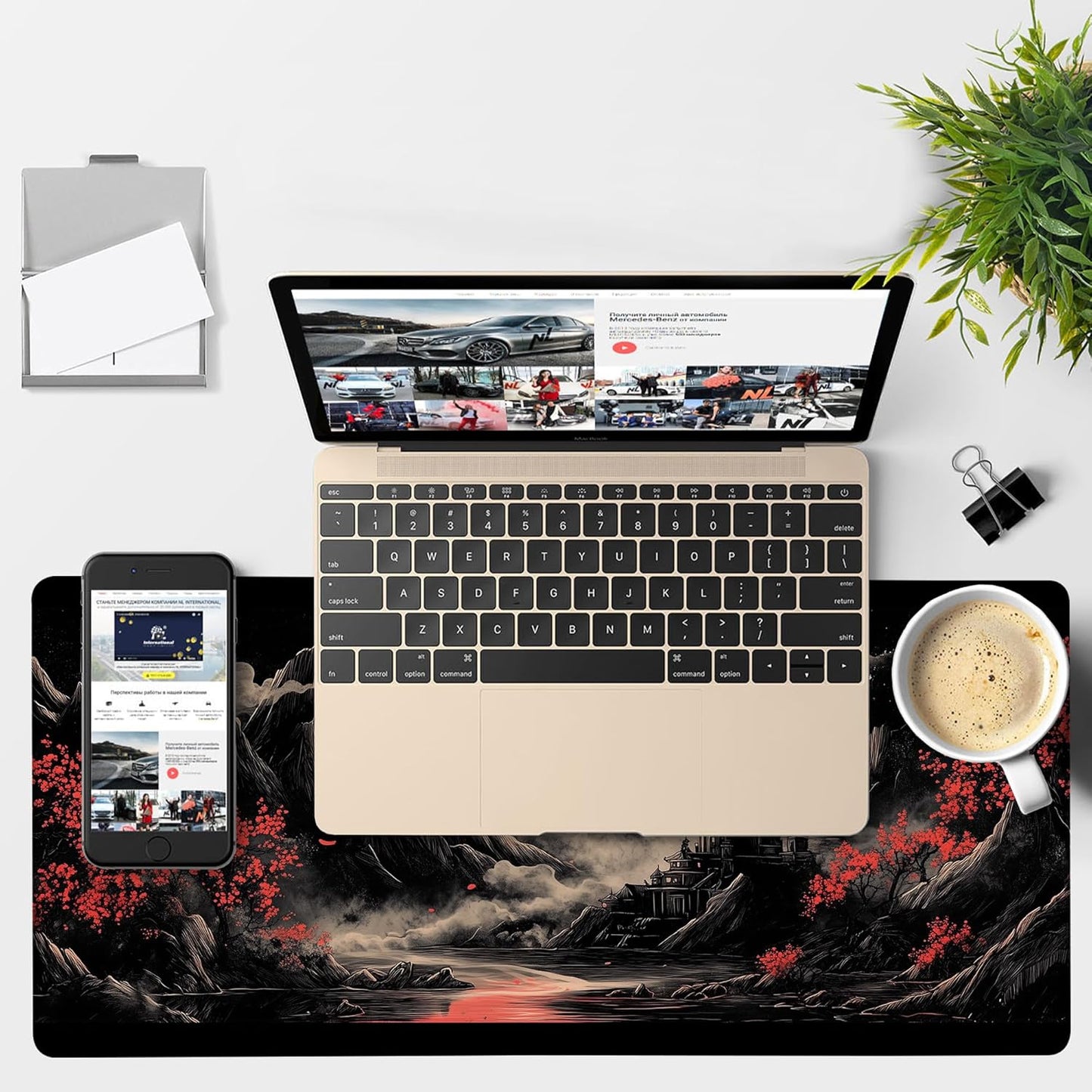 Chinese Style Painting Gaming Mouse Pad 3mm Thick Stitched Edge Waterproof Non-Slip Large Computer Keyboard Mouse Mat,Suitable for Office Entertainment Decorative Desk Pad 35.4 x 15.7 Inches