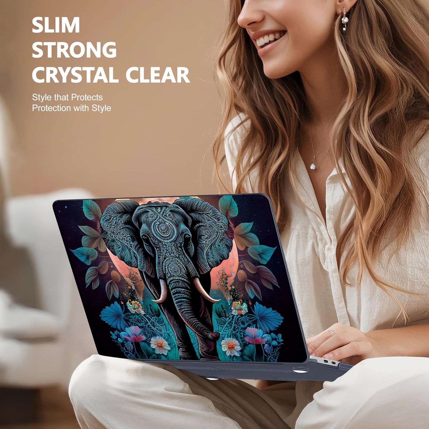 May Chen Compatible with MacBook Pro 13 inch Case 2022 2021 2020 Release Models A2338 M2 M1 A2251 A2289, Plastic Hard Shell Case for MacBook Pro 13 Inch with Touch Bar Fits Touch ID, Elephant