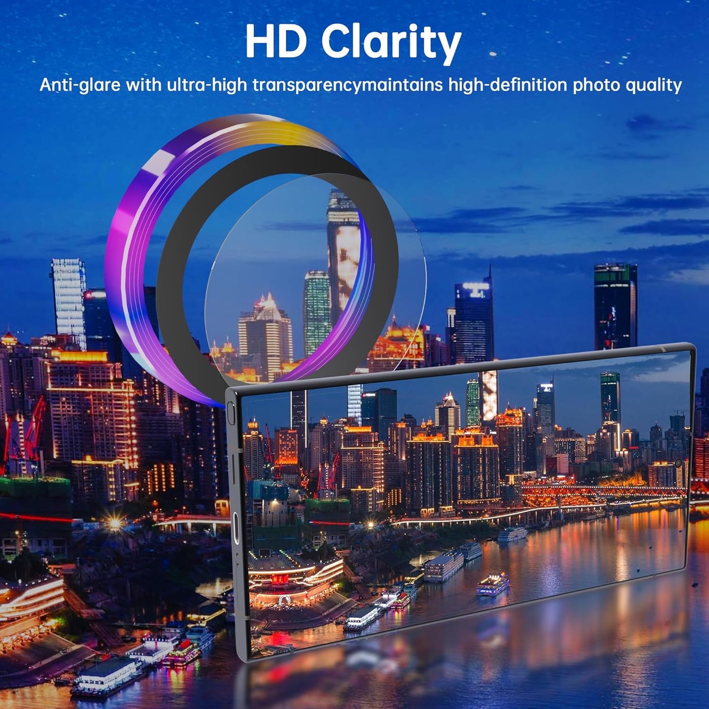 For Samsung Galaxy S25 Ultra Camera Lens Protector, Individual Lens Protector, Ultra HD 9H Tempered Glass Screen Protective Cover, Anti-scratch, Military Grade Drop Protection 2 Set. (Colorful, S25 Ultra)