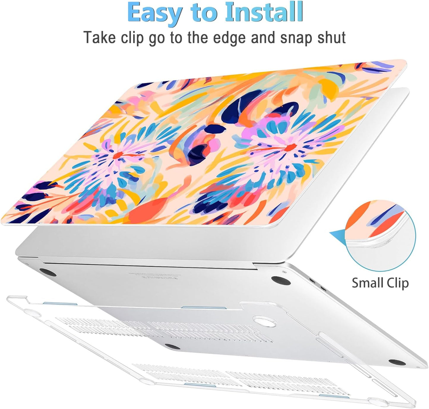 Mektron for MacBook Air 13 Case A1466/A1369 (2010-2017 Release), Snap-on Plastic Hard Shell Cover for MacBook Air 13.3 inch with Keyboard Cover, Abstract Botanical