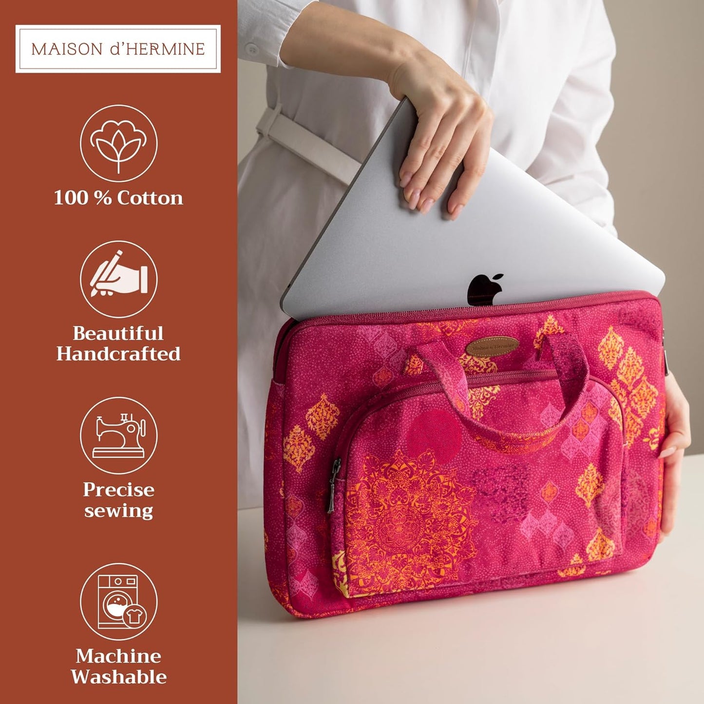 Maison d'Hermine Laptop bag with front pocket Stain and water repellent Cotton canvas