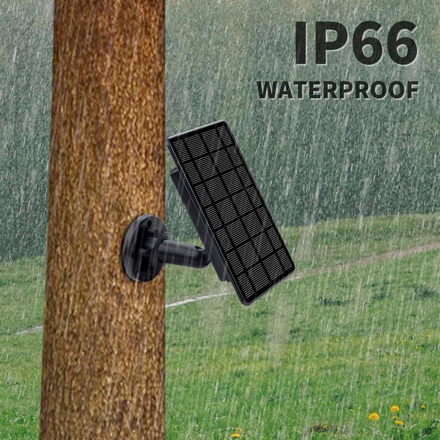 3W Trail Camera Solar Panel, with Build-in 5000mAh Rechargeable Lithium Battery Solar Battery Charger Kit for Hunting Game Cameras or Deer Feeder Accessory, 12V/1A 6V/2A IP65 Waterproof Solar Panel