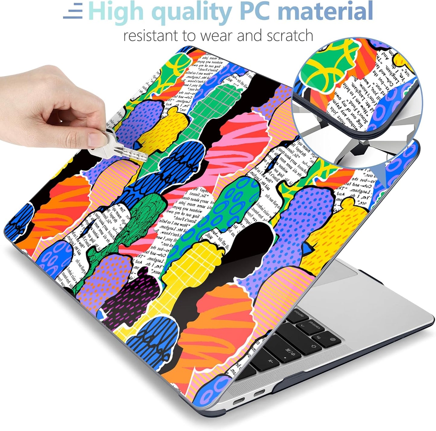 MEEgoodo for MacBook Air 13 inch Case 2021 2020 2019 2018 Released A2337 M1 A2179 A1932 with Touch ID, Plastic Shell & Keyboard Cover Compatible with MacBook Air Case 13.3, Diverse People Abstract Art