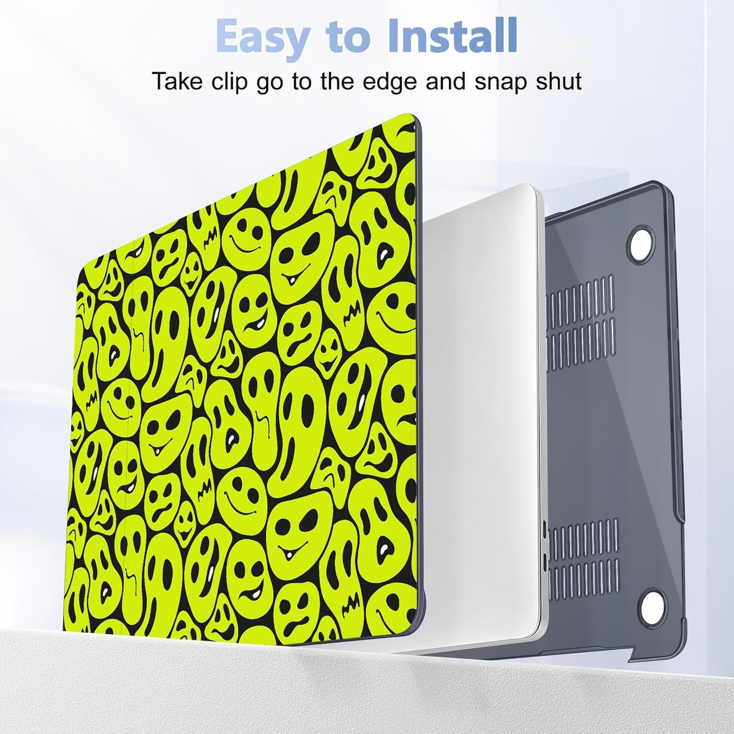 Case for MacBook Pro 13 inch with/Without Touch Bar (2016-2022, M2 A2338 M1 A2289 A2251 A2159 A1989 A1706 A1708), Hard Shell + Keyboard Cover + Dust Plug, Distorted Emoticon