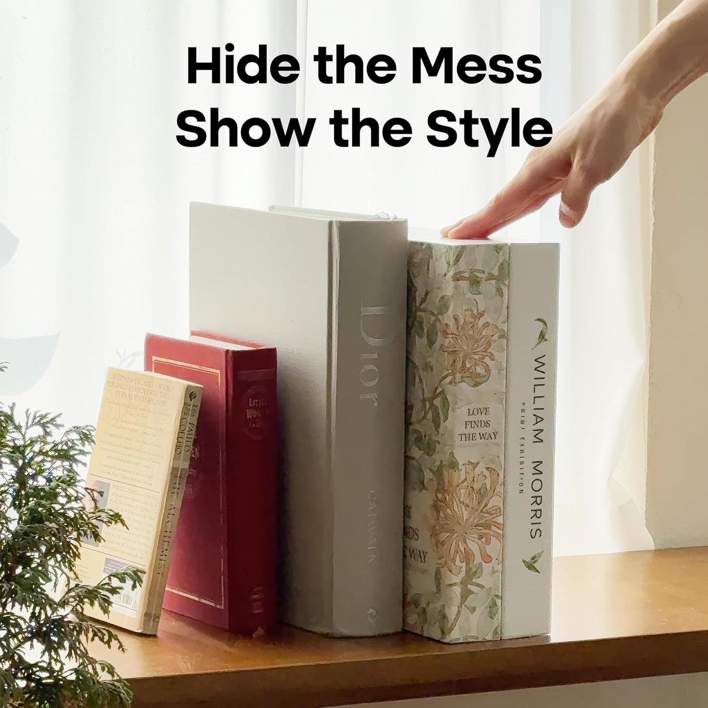 Book Shape Decorative Cable Management Box - Expandable Cable Organizer Box with Magnetic Closure for Home & Office (Modern Matisse, Large)