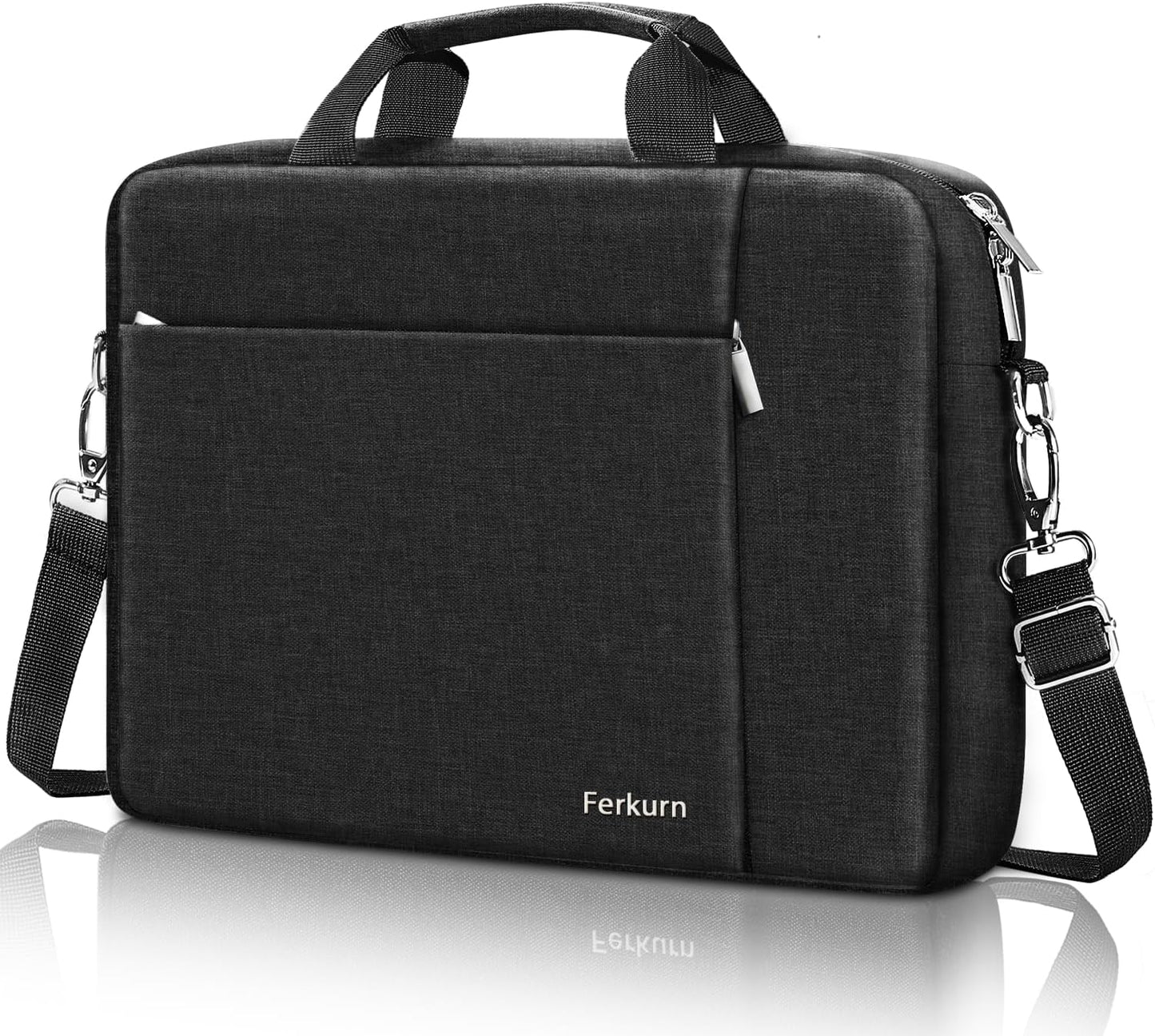 Ferkurn Laptop Bag Case for Women Men Computer Bag Compatible with HP Envy Pavilion Omen/LG Gram/MSI/Dell Inspiron XPS/Lenovo/Acer, Shoulder Strap Carrying Messenger Briefcase, Black, 14 Inch