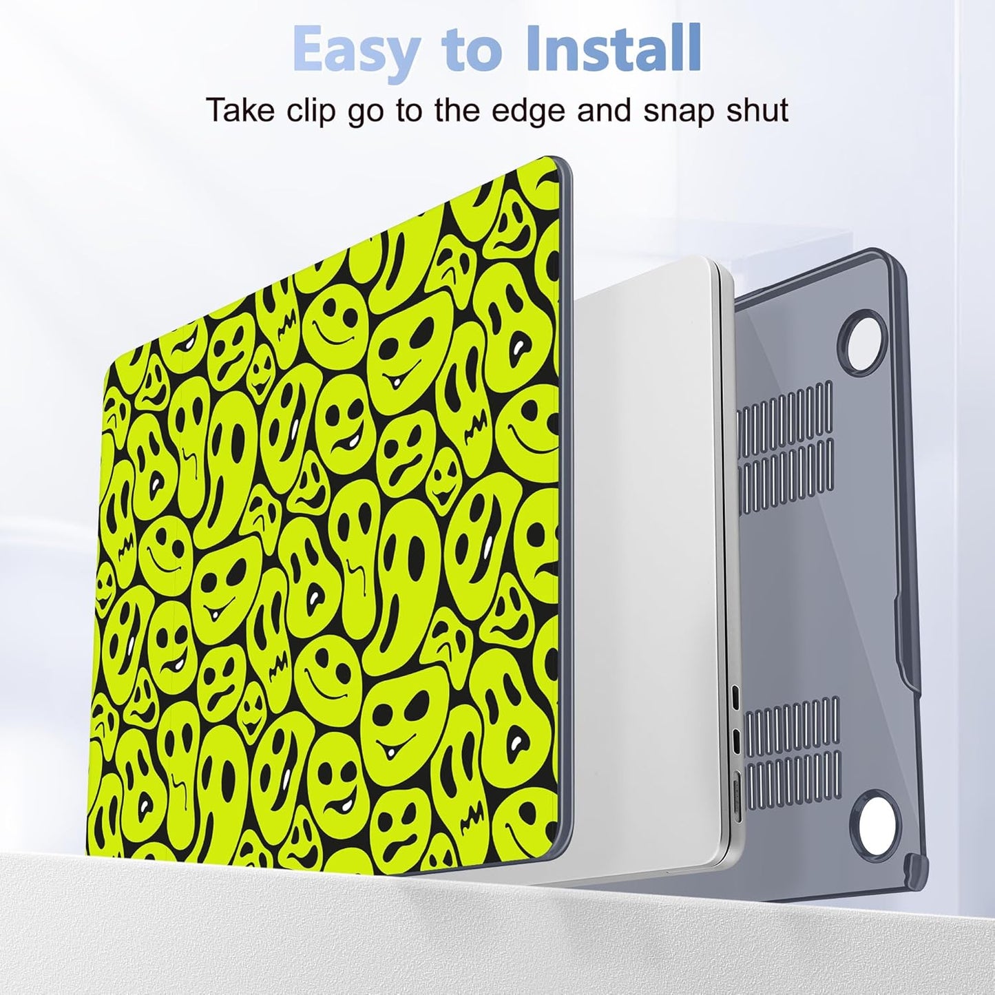 Case for MacBook Air 15 Inch 2025 2024 2023 Release M4 A3241 M3 A3114 M2 A2941, Hard Shell with Screen Protector & Keyboard Cover, Compatible with Touch ID, Distorted Emoticon