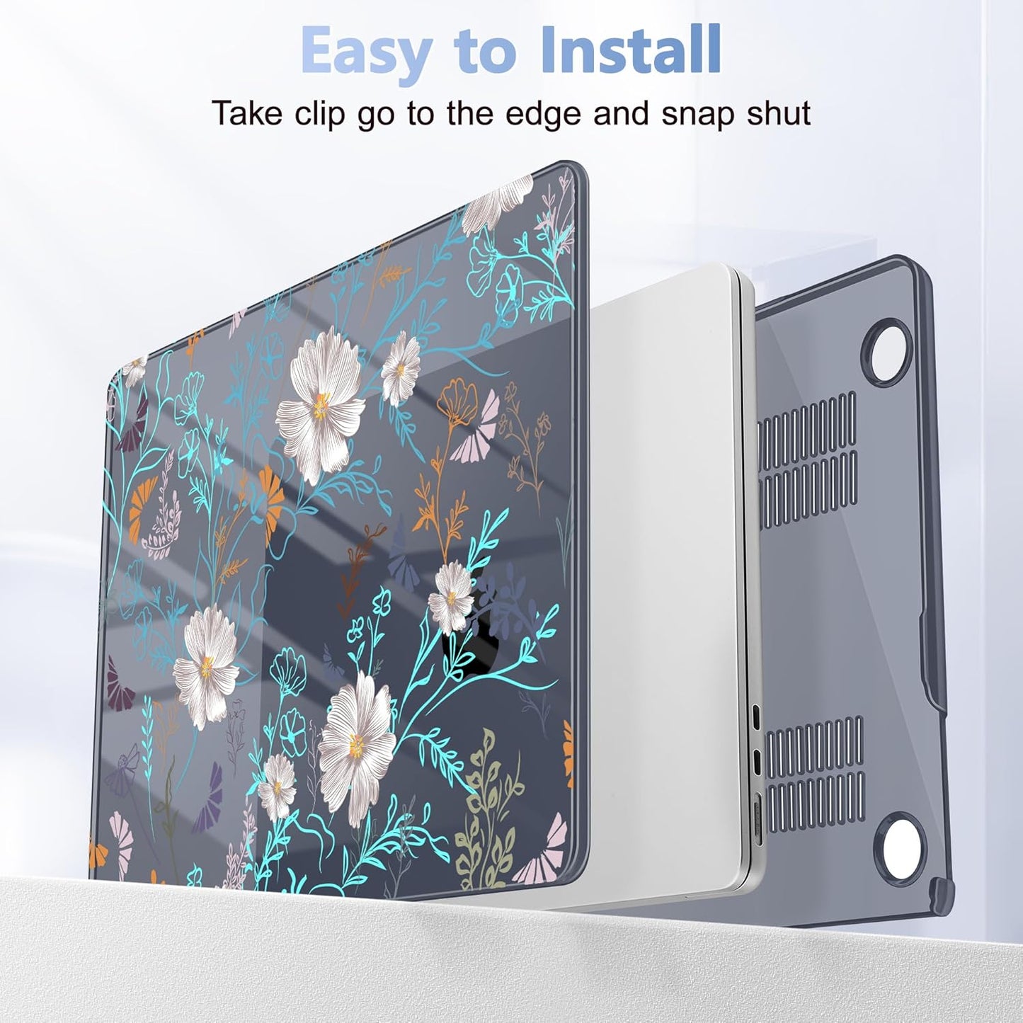 Case for MacBook Air 15 Inch 2025 2024 2023 Release M4 A3241 M3 A3114 M2 A2941, Hard Shell with Screen Protector & Keyboard Cover, Compatible with Touch ID, Rustic Flowers