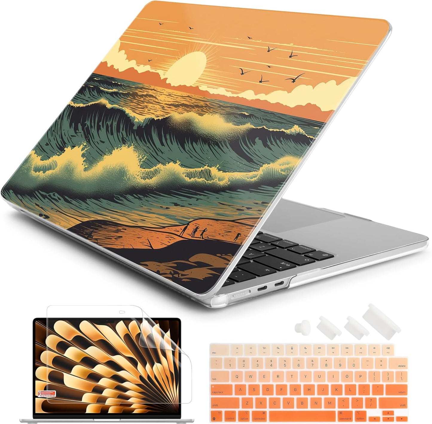 Batianda Premium Case for New MacBook Air 15 inch 2025 M4 2024 2023 with M3 M2 Chip Model A3114 A2941, Designed Protective Plastic Hardshell & Keyboard Cover & Screen Protector, Dusk