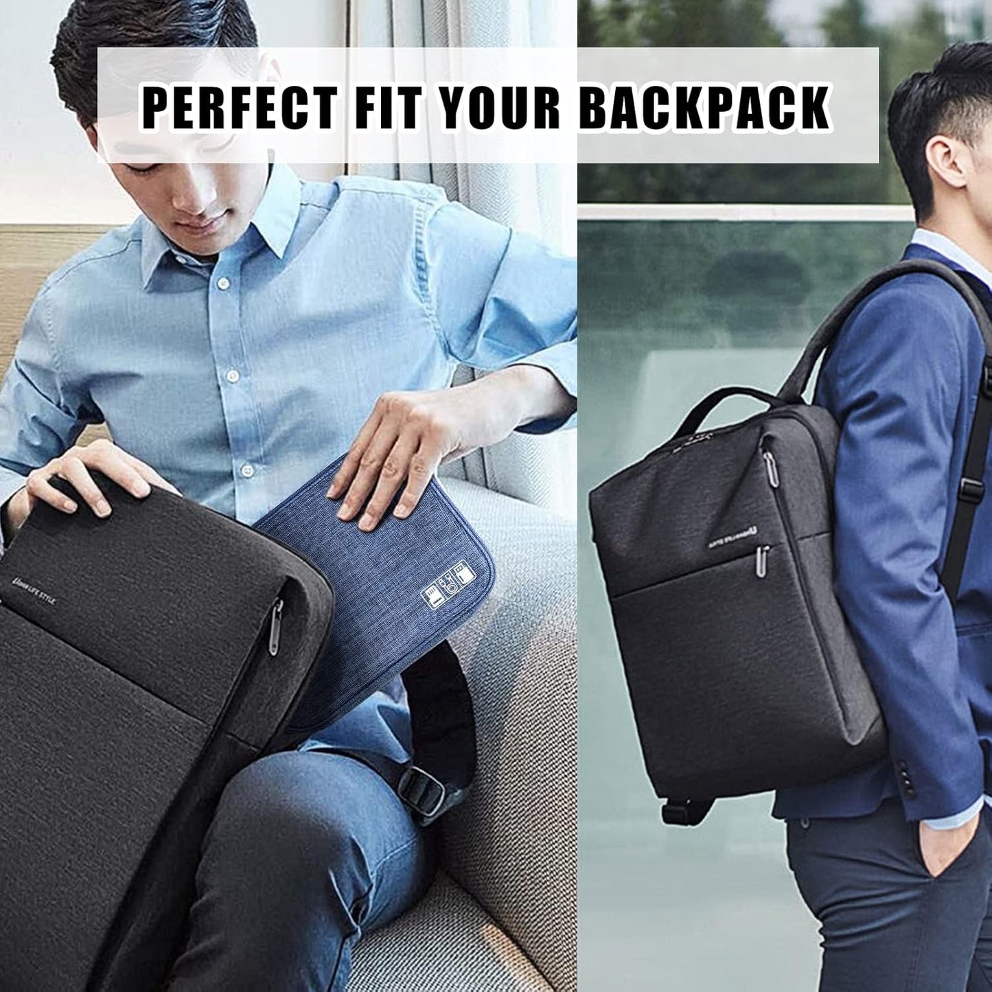 CILLA Travel Cord Organizer Case, Portable Waterproof Storage Bag for Charger, Cord, USB, Power Bank, Earphone, SD Card, Travel Essentials