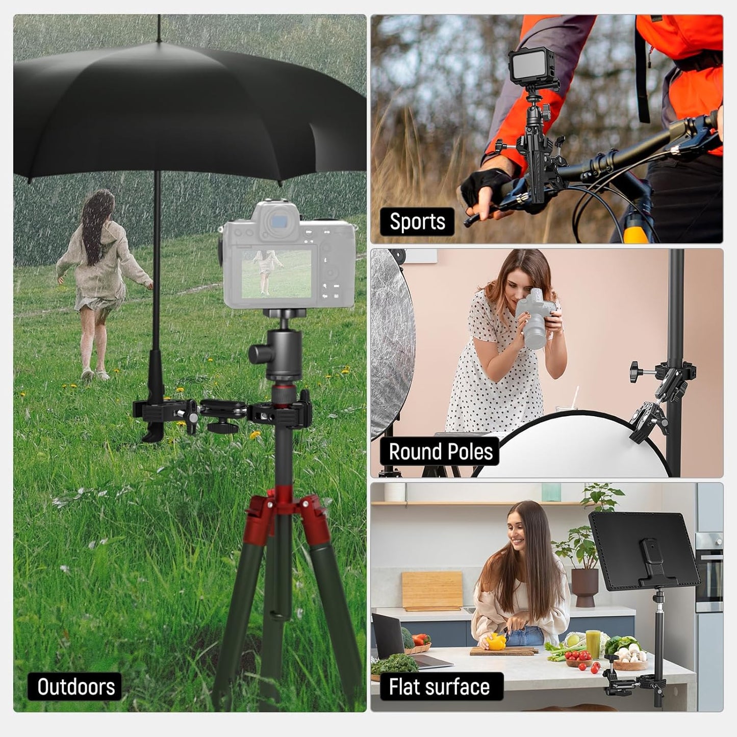 NEEWER Double Super Clamp Camera Mount with Magic Arm, Cold Shoes for Desk Studio Light Stand Holder Photography Reflector, Flag, Cross Bars, Motorcycle, Umbrella, Pole Stick Shoot Accessories Tools