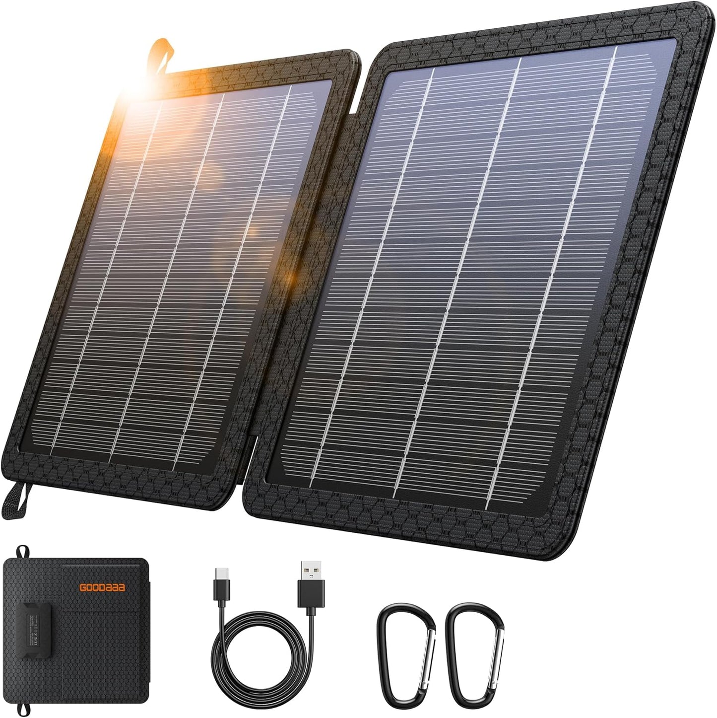 GOODaaa 10W Portable Solar Charger with Dual USB Outputs Super Handy Foldable Size 24% High Conversion Efficiency Solar Panels, Waterproof & Dustproof & Shockproof, Wide Compatibility