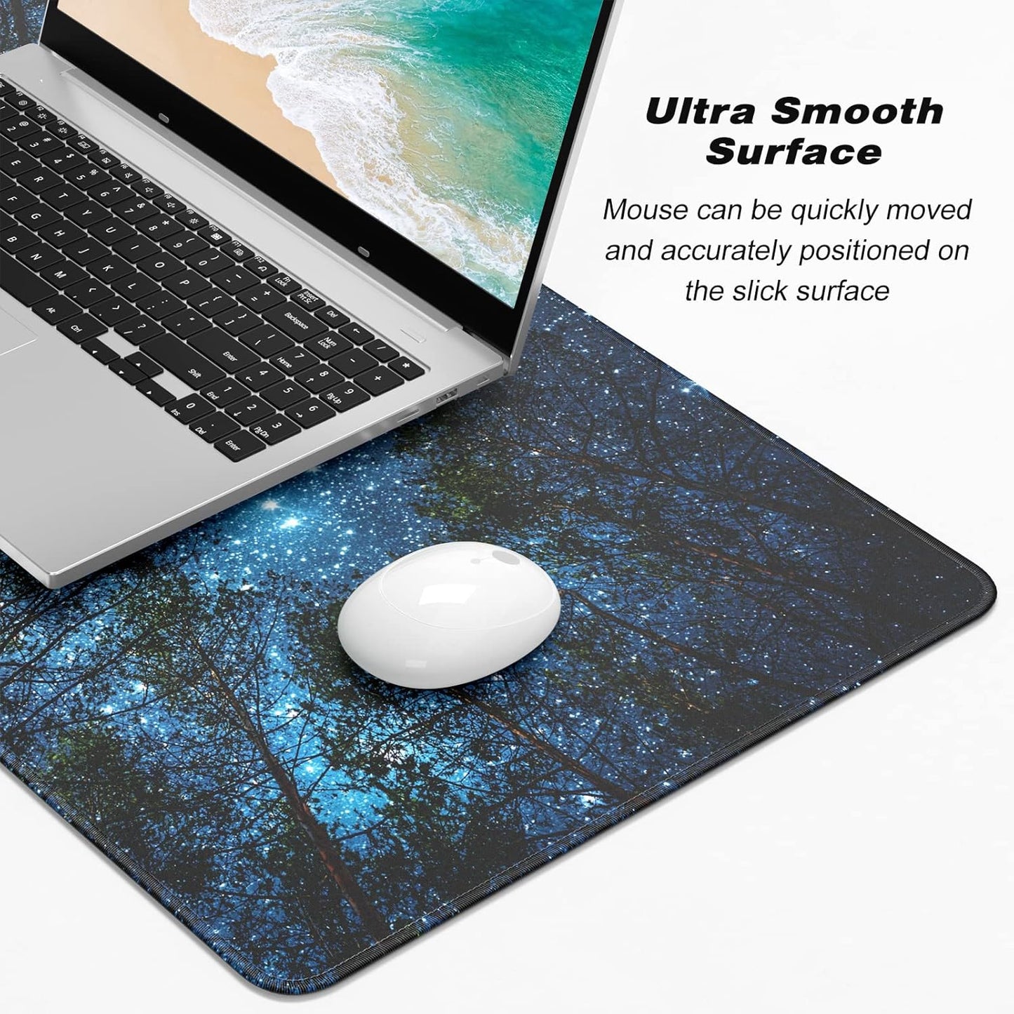 Extended Gaming Mouse Pad, XXL Large Mouse Mat 30 x 14 Inch, Big Computer Keyboard Mousepad, Waterproof Desk Pad with Stitched Edges and Non-Slip Base for Women Office Gaming, Galaxy Tree