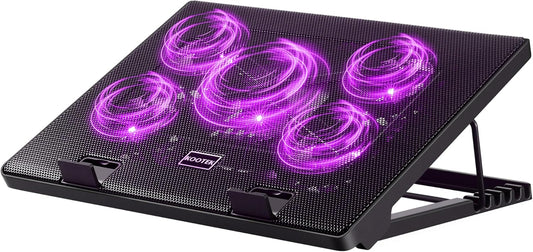 Kootek Laptop Cooling Pad, Laptop Cooler with 5 Quiet Fans for 12"-17" Computer PC Notebook Gaming Laptop Fan, Height Adjustable Laptop Cooling Stand Laptop Accessories (Purple)