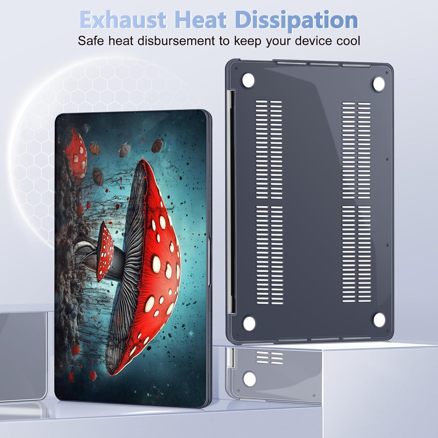 May Chen for New MacBook Pro 13 Case 2022 2020 Release (A2338 M1 M2/A2289/A2251), Plastic Crystal Hard Shell Case Cover with Keyboard Cover for MacBook Pro 13-inch Touch Bar, Mushrooms