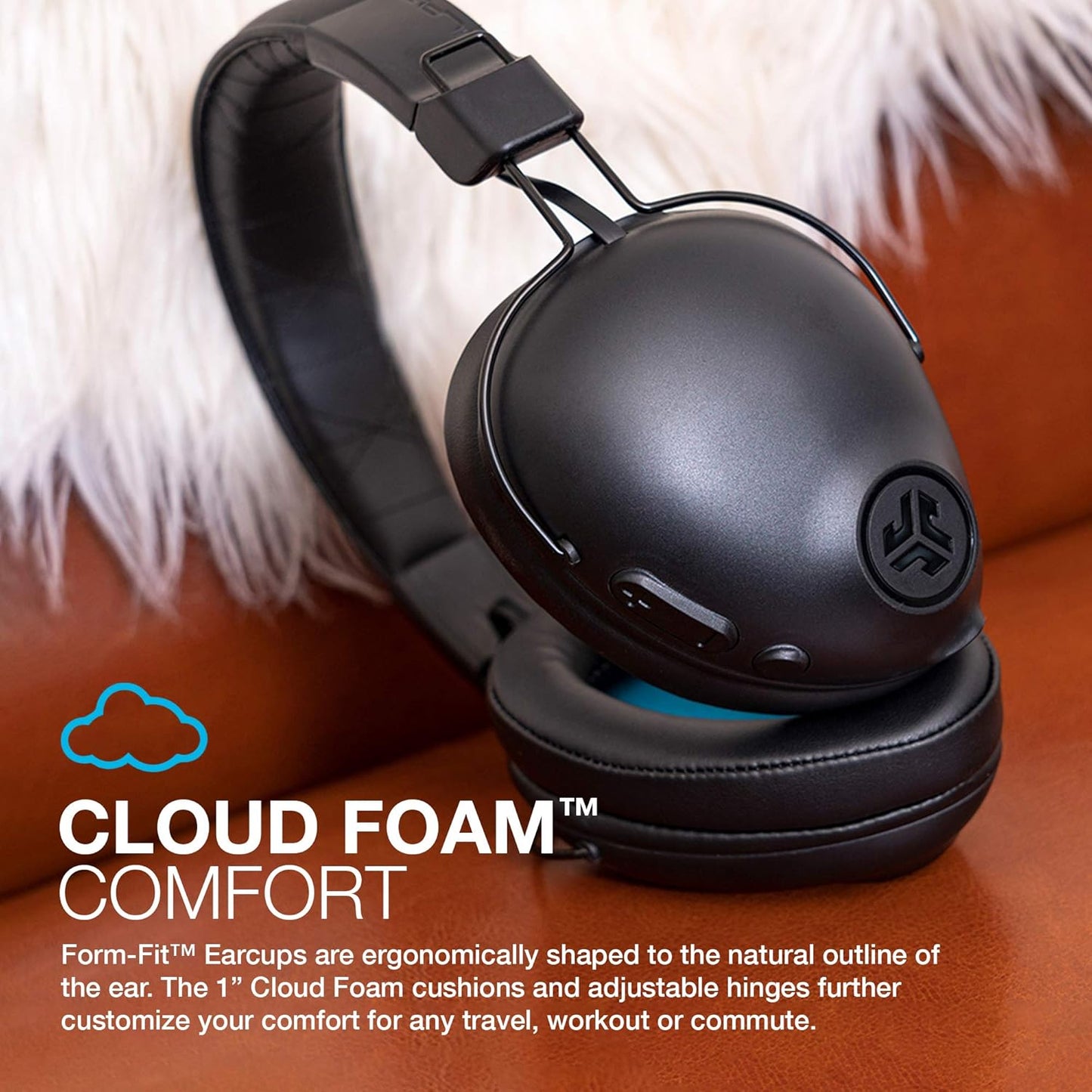 JLab Studio Pro Wireless Over-Ear Headphones, Black, 50+ Hour Bluetooth 5 Playtime, EQ3 Sound, Ultra-Plush Faux Leather & Cloud Foam Cushions, Track and Volume Controls