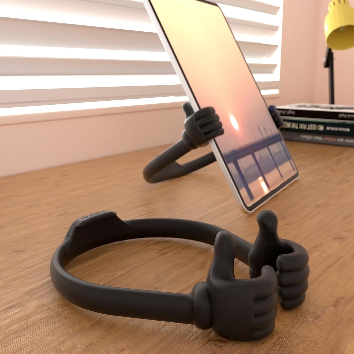 Honsky Cell Phone Stand Holder 2-Pack,Thumbs Up Lazy Phone Stand,Universal Adjustable Flexible Dock for All Phones & Tablets,Cute Stocking Stuffer Gift for Teen Girls,Black