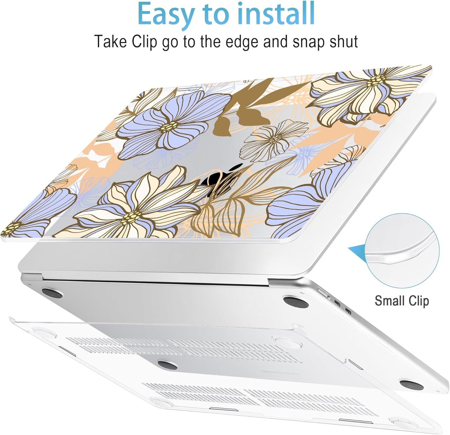Mektron for 2025 M4 MacBook Air 13.6 Inch A3240 Case Fits 2023 A2681 M2 2024 A3113 M3 Chip with Liquid Retina Display Touch ID, Printed Plastic Hard Shell Cover for MacBook Air 13.6", Abstract Floral