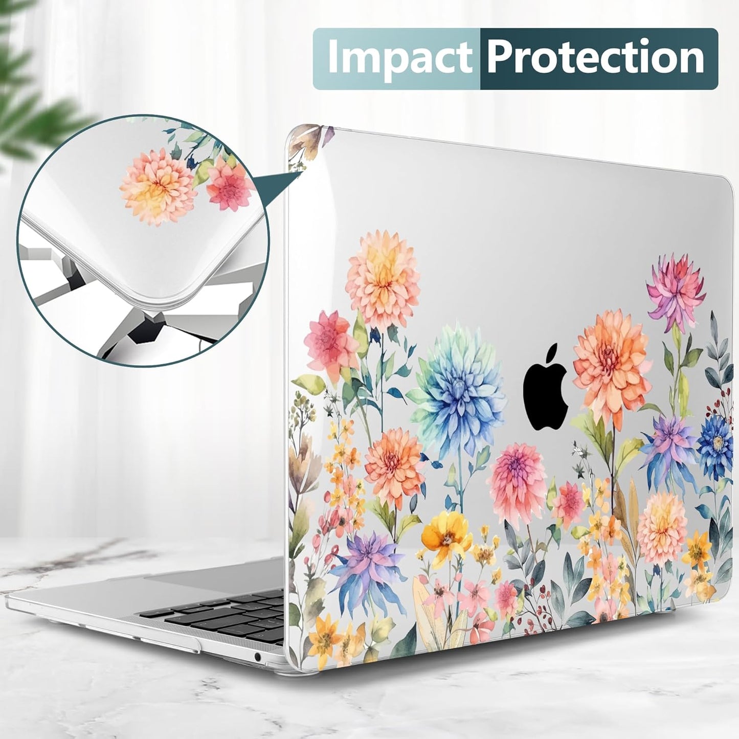 TWOLSKOO Compatible with MacBook Pro 13 inch Case 2023-2016 A2338 M2/M1 A2251 A2289 A2159 A1989 A1706, Plastic Hard Shell Cover & Keyboard Skin & Screen Protector - Beautiful Flowers