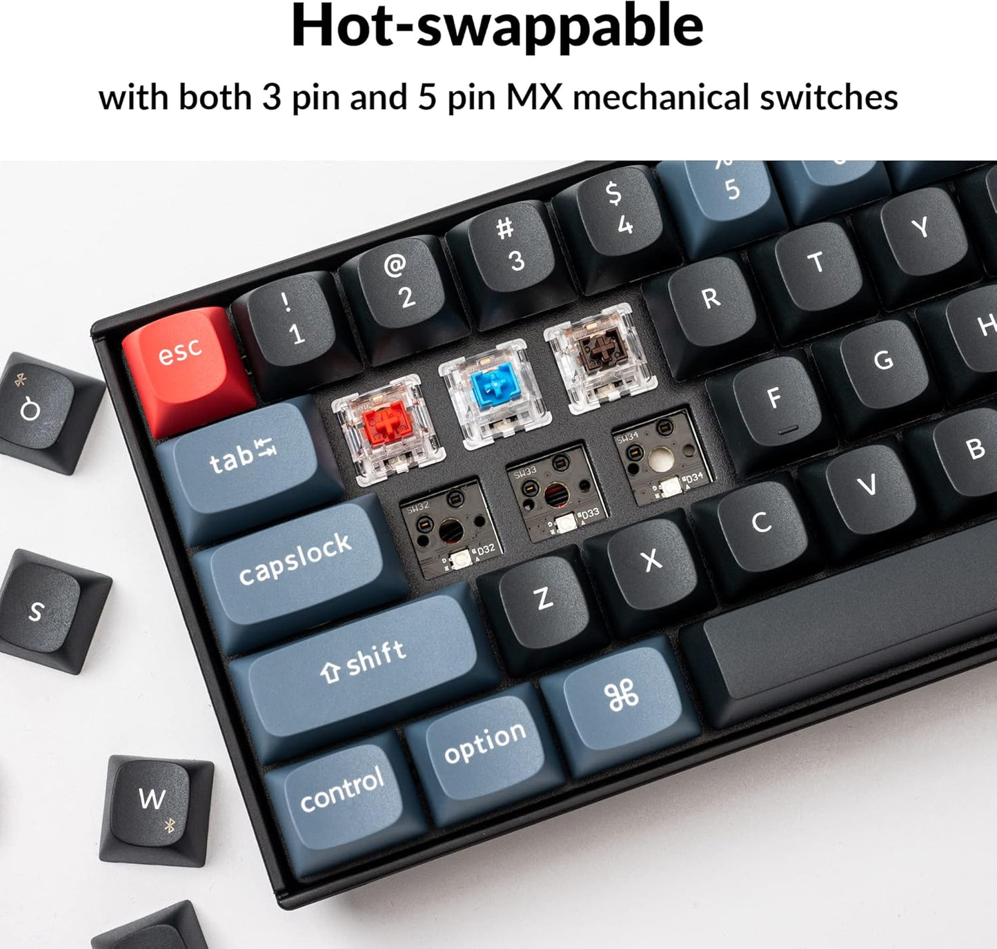 Keychron K6 Pro Wireless Custom Mechanical Keyboard, QMK/Launcher Programmable Macro, Hot-Swappable Keychron K Pro Brown Switch, 65% Layout White Backlit Office Keyboard for Mac Windows Linux