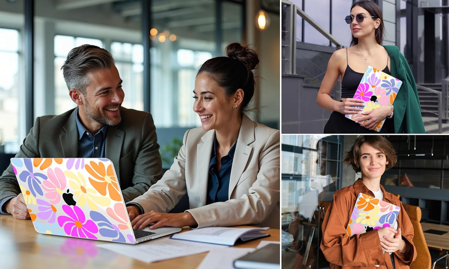 DONGKE for M4 MacBook Pro 16 Inch Case 2024 2023 2021 A3403 A3186 M3 A2991 M2 A2780 M1 A2485 Pro/Max Chip, Plastic Hard Shell Case & Keyboard Cover for Mac Pro 16 with Touch ID, Power Florals