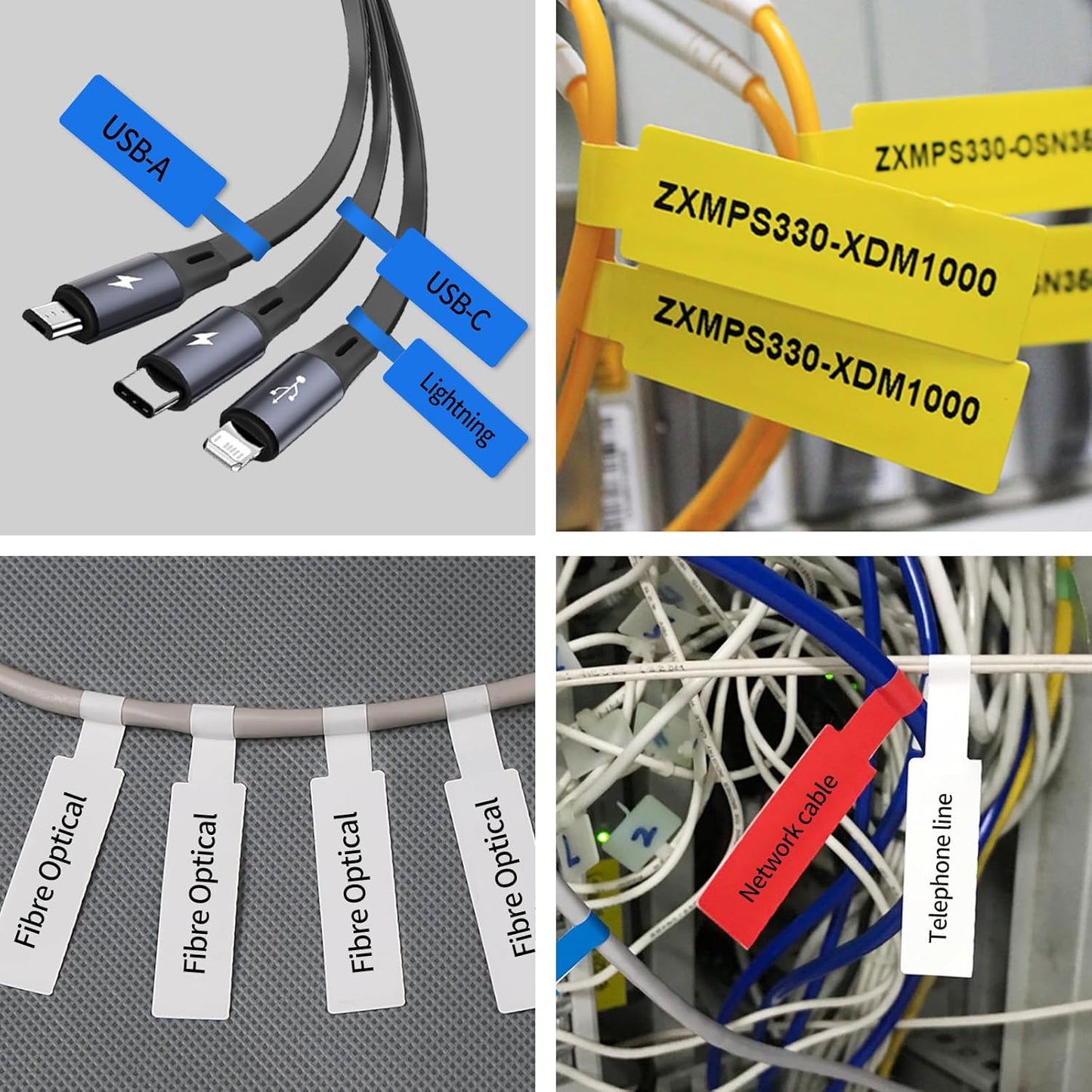 200 Pcs Cable Labels - Waterproof Wire Cord Label, Tear Resistant Wire Labels, Self Adhesive Cord Organizing Label, for Cable Management, Compatible with PUQU AQ20 Label Makers(White) 30 * 90mm
