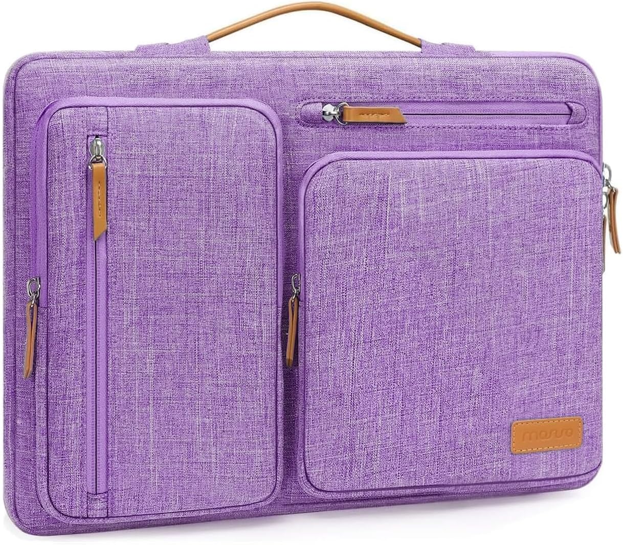 MOSISO 360 Protective Laptop Case 13.3 inch, 13-13.3 inch Laptop Sleeve Compatible with MacBook Air/Pro 13 / Pro 14,HP Dell Acer ASUS,Side Open Carrying Case with 4 Zipper Pockets&Handle, Lilac