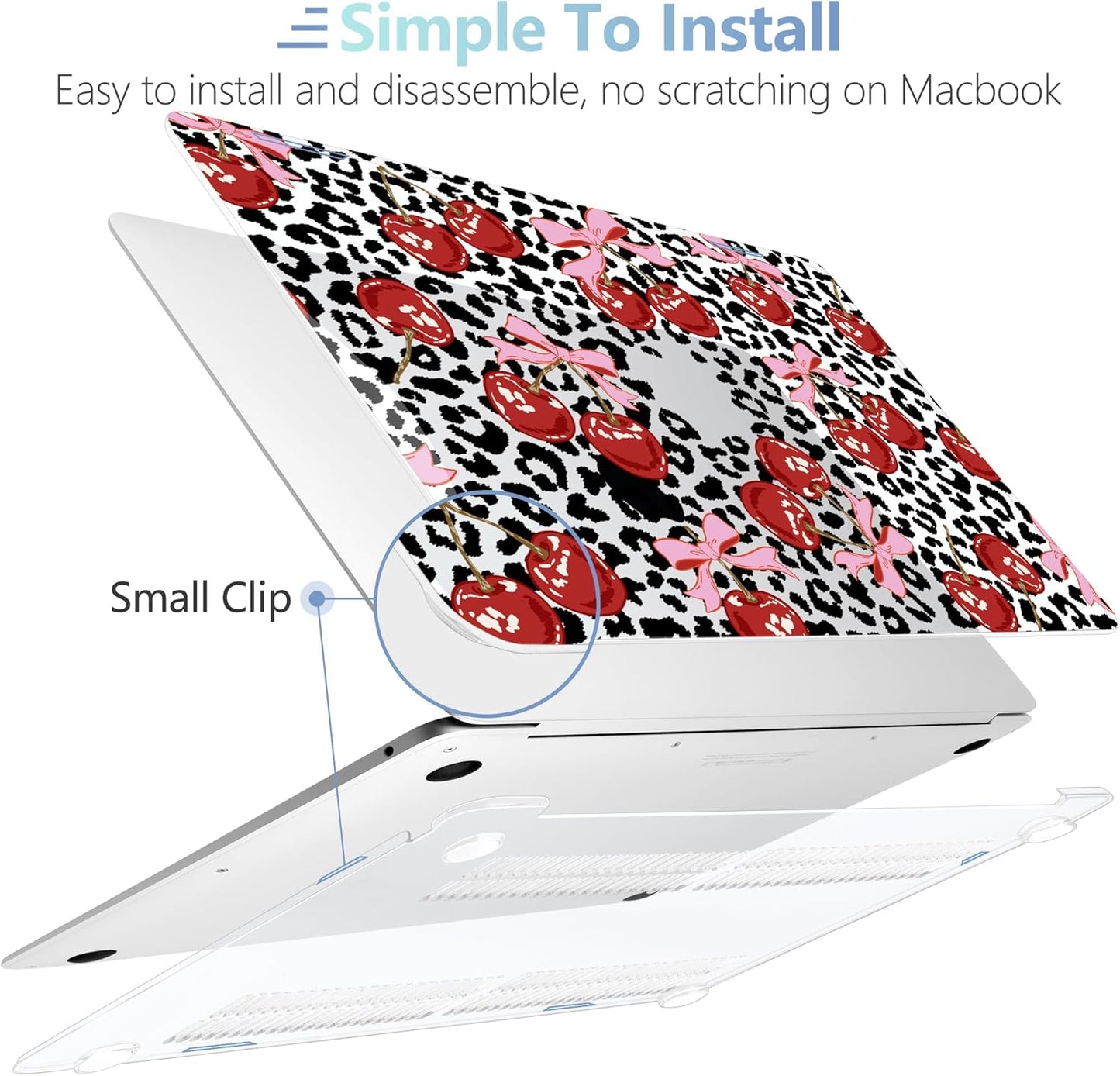 MEEgoodo for MacBook Air 13.3 inch Case 2021 2020 2019 2018 A2337 M1 A2179 A1932, Laptop Shell for MacBook Air M1 with Keyboard Webcam Cover & Trackpad Film & Type C Adapter,Leopard & Cherry