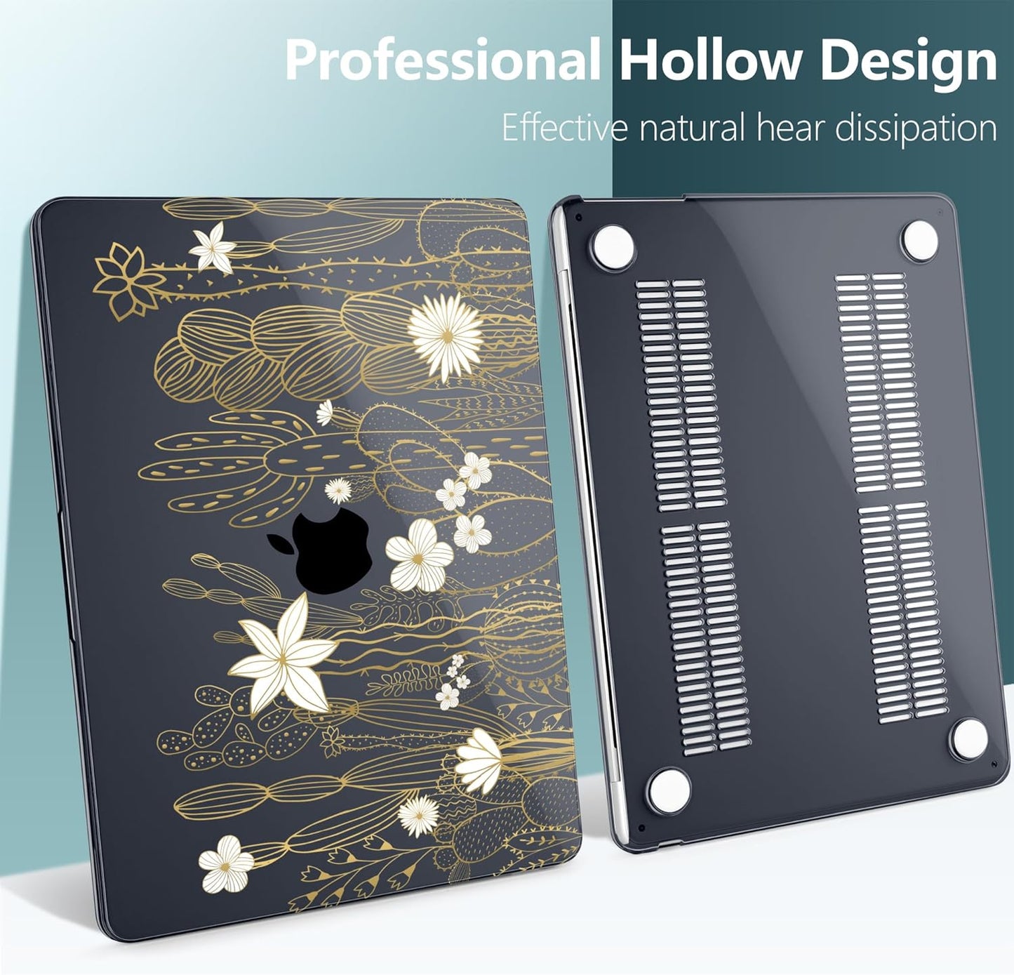 TWOLSKOO for M4 MacBook Air 13.6 inch Case 2025-2022 Release M4 A3240 M3 A3113 M2 A2681, Plastic Hard Shell & Screen Protector & Keyboard Cover & Trackpad Film, Cute Cactus