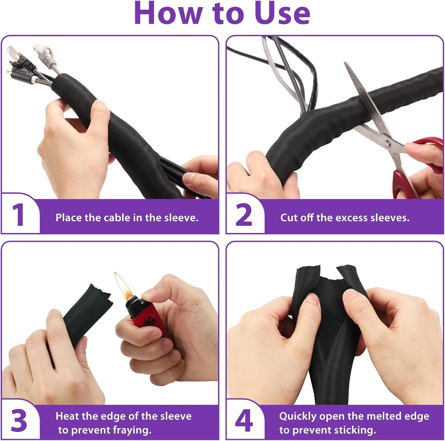 Cable Management Sleeve YCLYC 8.2ft - 3/8inch, Cable Wrap Cord Covers for Pets, Easy Install Cable Sleeves Cord Management, Flexible Computer Cord Organizer for Cords, Black Cable Covers