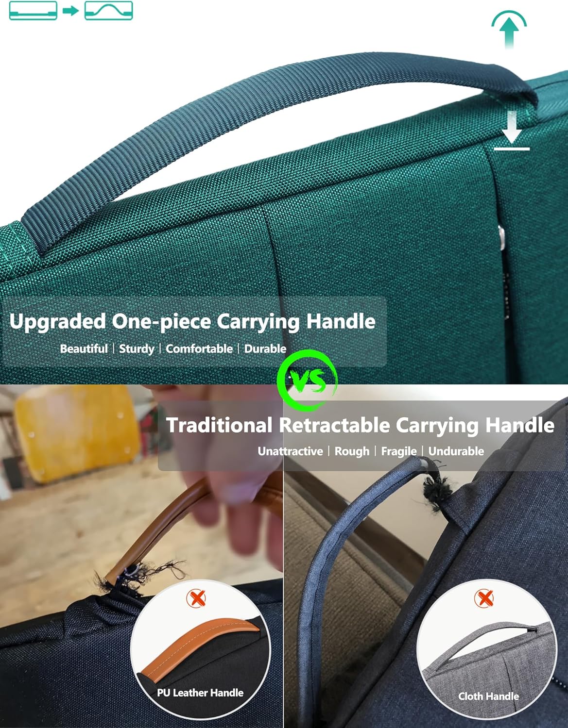 HYZUO 14-15 Inch Laptop Sleeve Bag for MacBook Air 15 M4 M3 M2, MacBook Pro 15, 15" Surface Laptop, XPS 14/15 Plus, Portable NoteBook Case for 14" HP Dell Lenovo ThinkPad Asus Acer, Dark Green