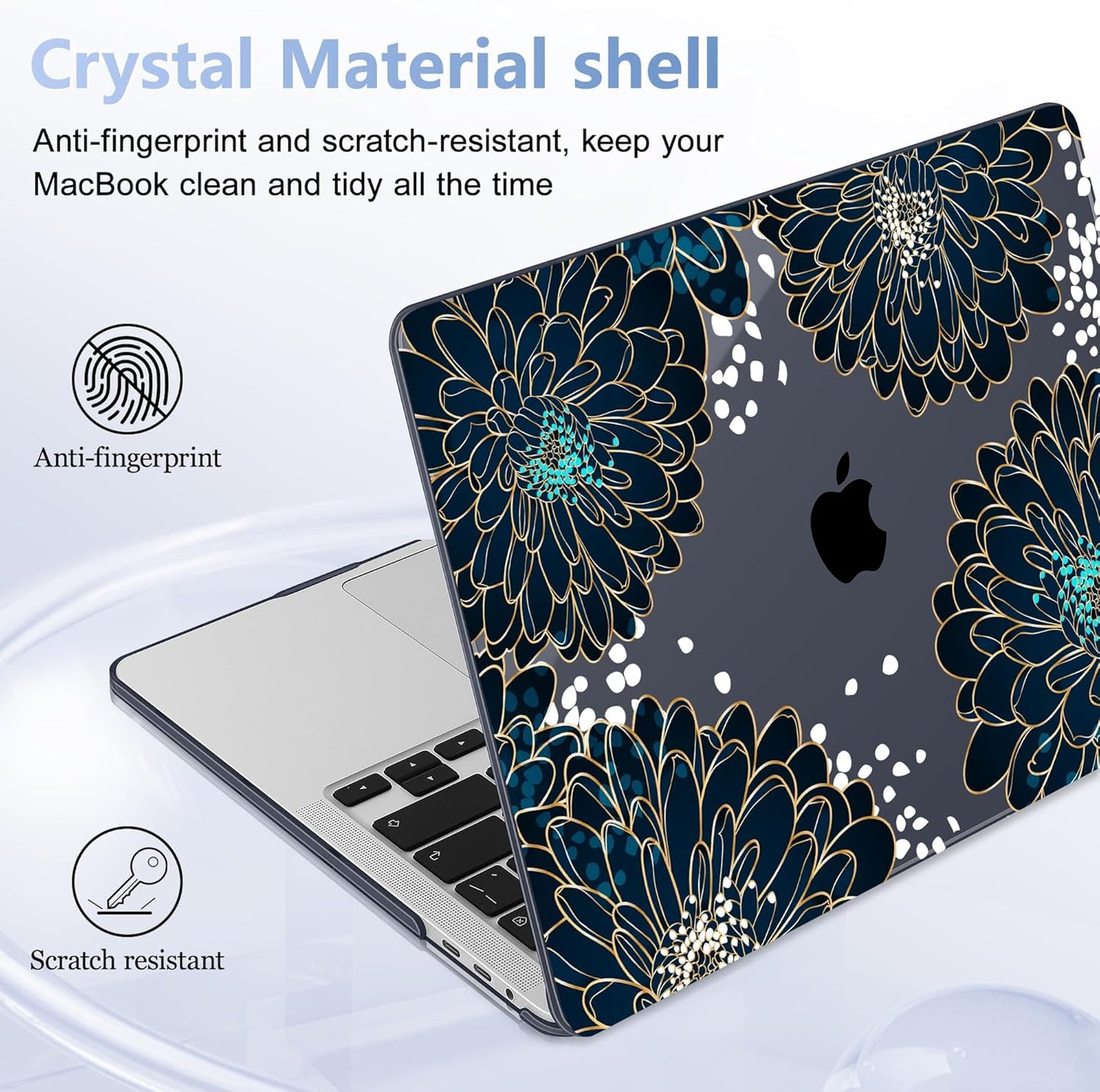 for MacBook Pro 16 inch Case 2019 2020 Release Model A2141, Plastic Hard Shell Cover with Keyboard Cover & Screen Protector for MacBook Pro 16 inch with Touch Bar & Touch ID, Luxury Floral