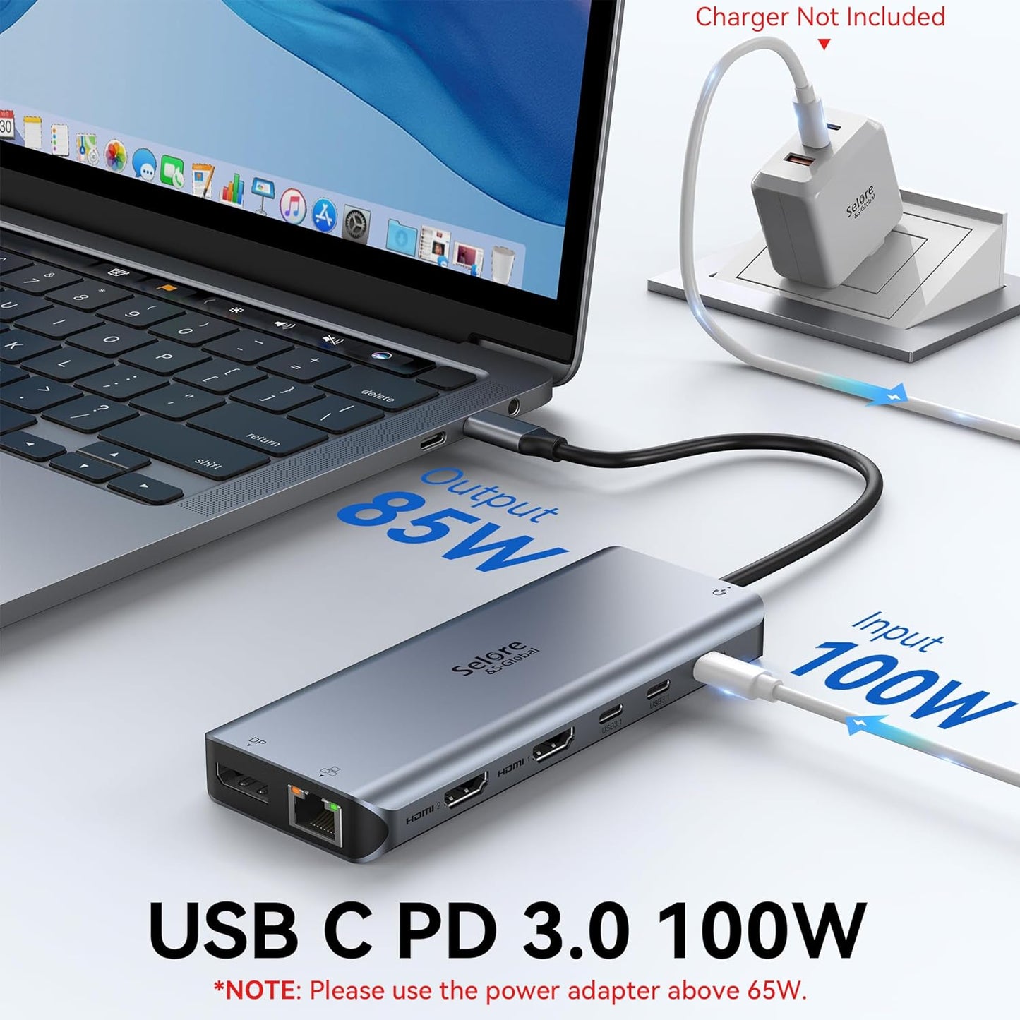 USB C Docking Station Dual Monitor,Selore 13 in 1 USB C Hub 3 Monitors with Dual HDMI,DP,10G USB A/C,100W PD,5 USB A/C Ports,Gigabit Ethernet,Laptop Docking Station for Dell,Hp,Lenovo,MacBook.etc