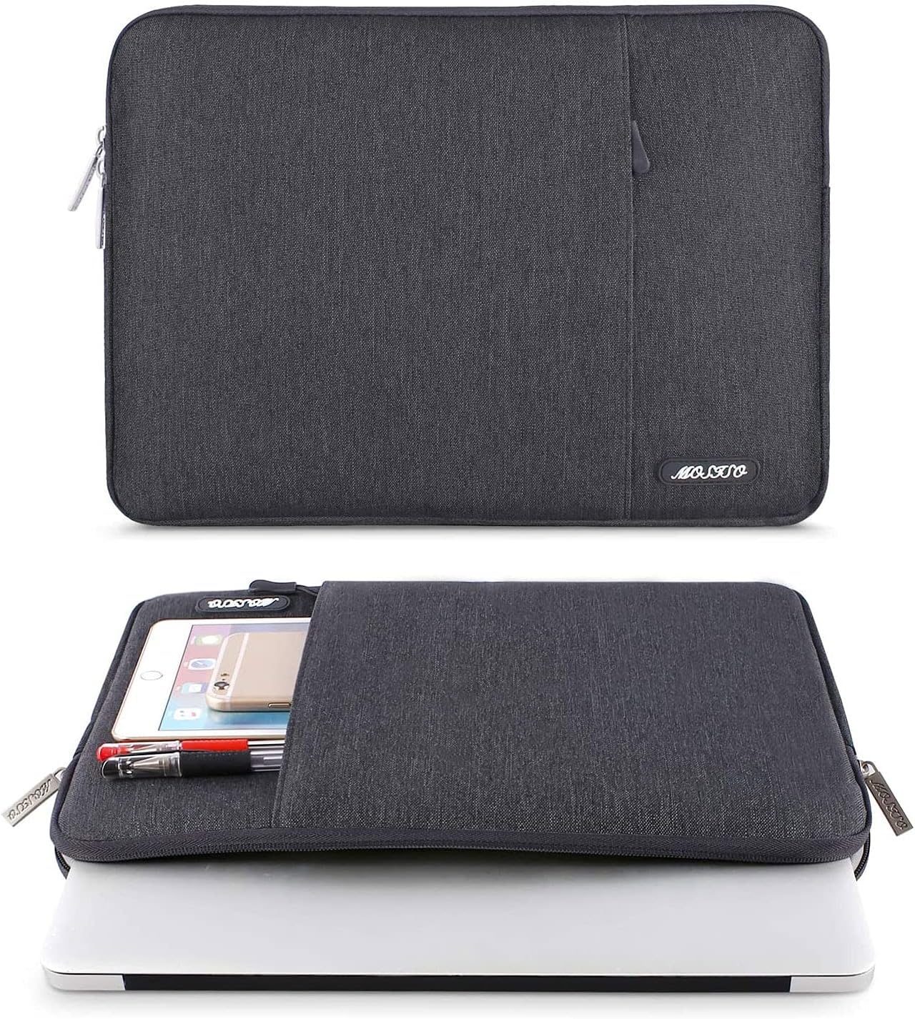 MOSISO Laptop Case 16 inch, 15-15.6 inch Laptop Sleeve Compatible with MacBook Pro 16 M4 M3 M2 M1, HP Acer Dell Lenovo ASUS Notebook, Polyester Vertical Computer Sleeve Bag with Pocket, Space Gray