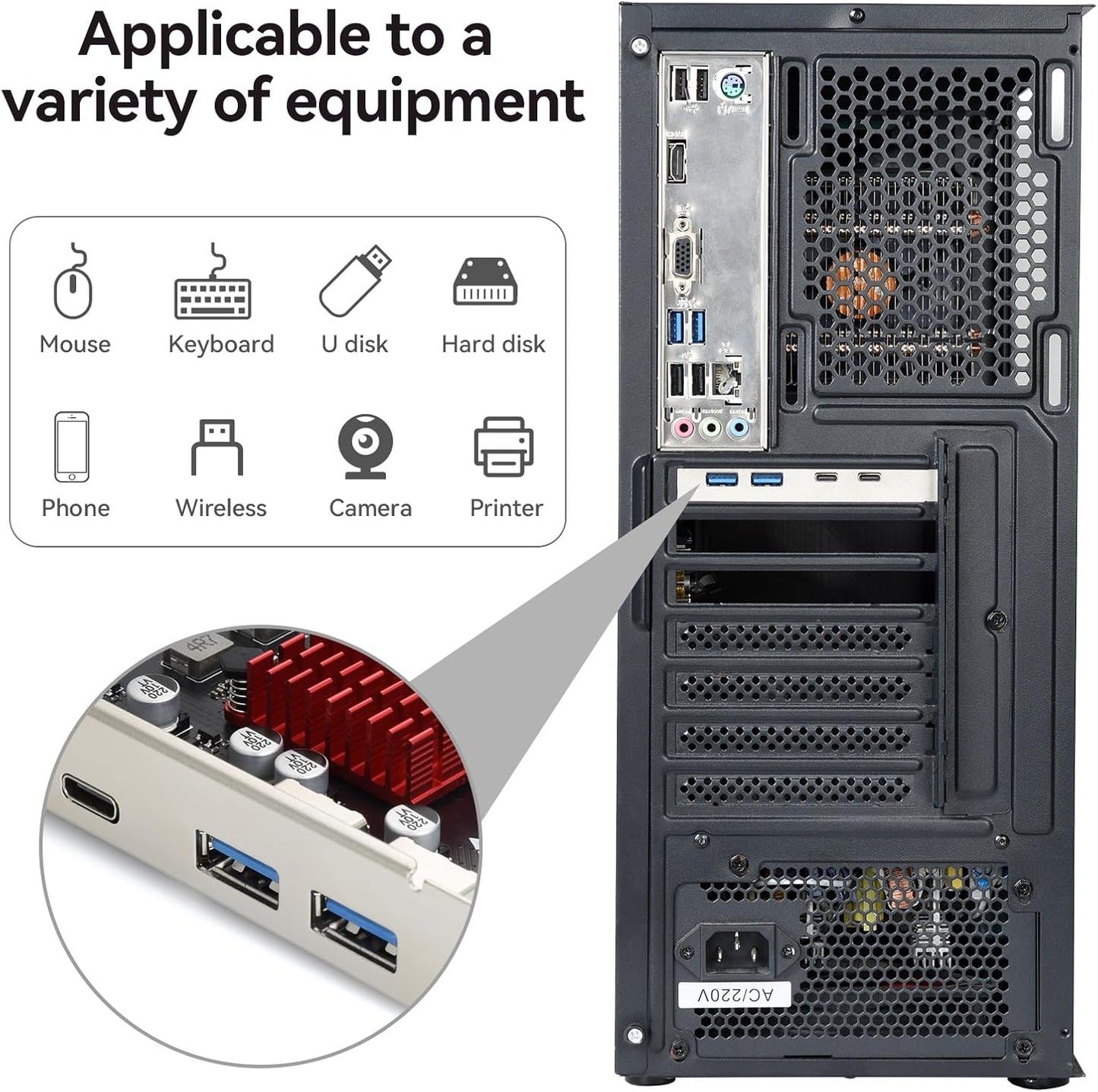 ELUTENG 4 Ports USB 3.1 PCIE Expansion Card (2 USB-A & 2 Type-C Ports) Superspeed PCI Express Expansion Card USB Card for Desktop PC Support Windows 11/10/8/7/XP/Vista, Self-Powered Supply