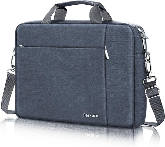 Ferkurn 17 17.3 Inch Laptop Bag Women Men Compatible with HP Envy Pavilion Omen/LG Gram/MSI/Dell Inspiron XPS/Lenovo Thinkpad/Acer, Shoulder Strap Carrying Briefcase Messenger Computer Bag Case, Grey