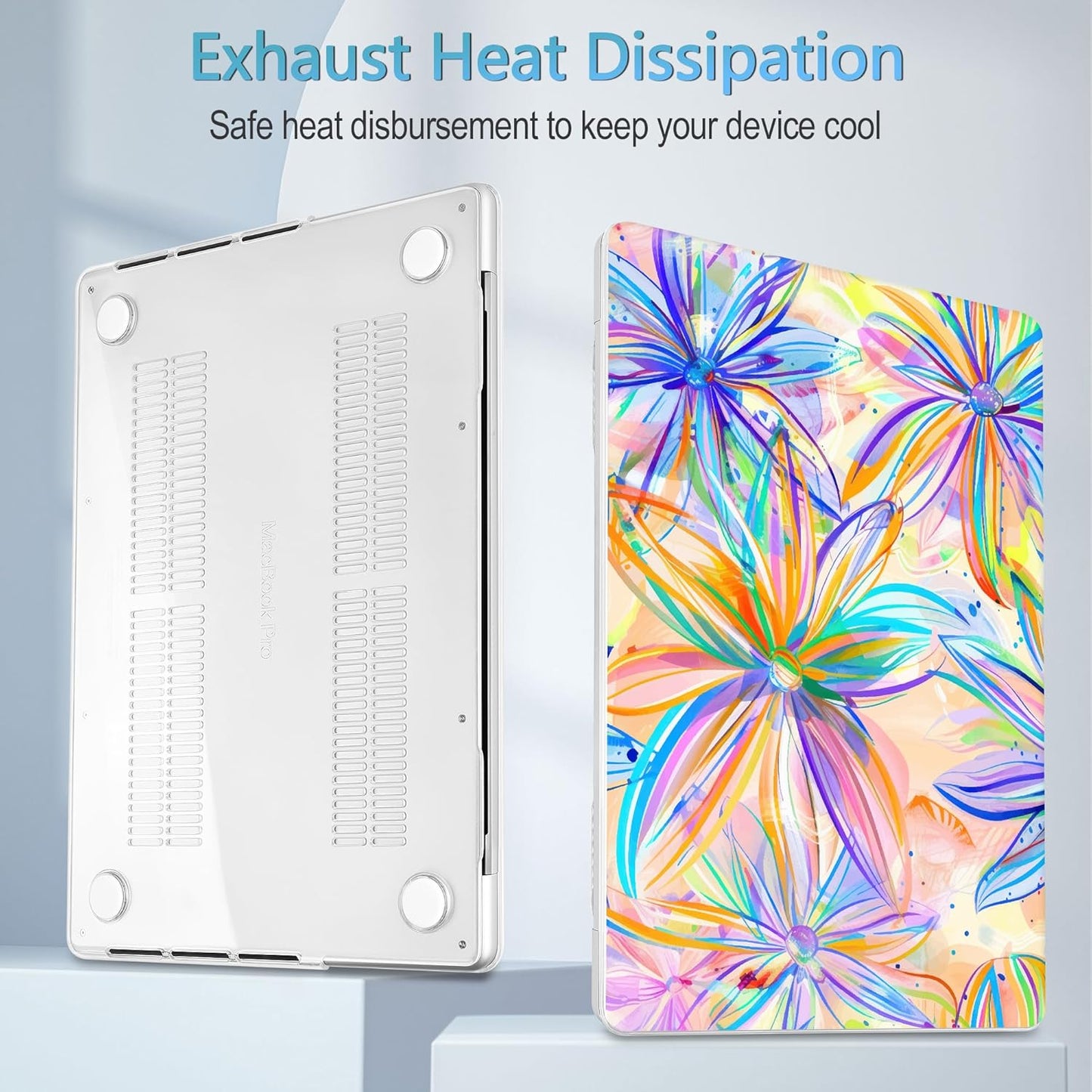 Mektron Case for MacBook Pro 16" M4 A3403 A3186 M3 A2991 M2 A2780 M1 A2485 (2021/2023/2024) Pro/Max with Touch ID, Hard Shell Plastic Laptop Cover Keyboard Cover, Watercolor FlowerC328