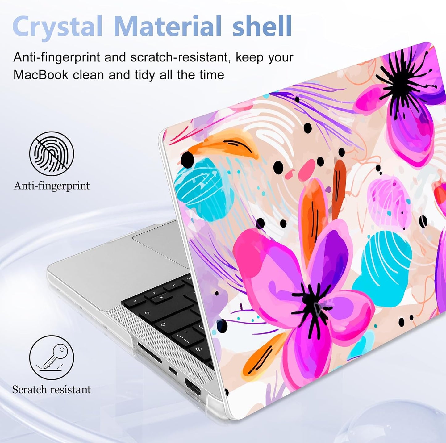 for MacBook Pro 16 inch Case 2021 2022 2023 2024 Release A3186 A3403 M4 A2991 M3 A2780 M2 A2485 M1 Pro/Max, Hard Shell Case with Screen Protector & Keyboard Cover, Trendy Floral