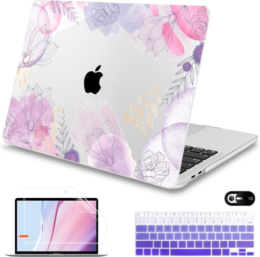 Mektron for MacBook Air 13 Case A1466/A1369 (2010-2017 Release), Snap-on Plastic Hard Shell Cover for MacBook Air 13.3 inch with Keyboard Cover,Floral S753