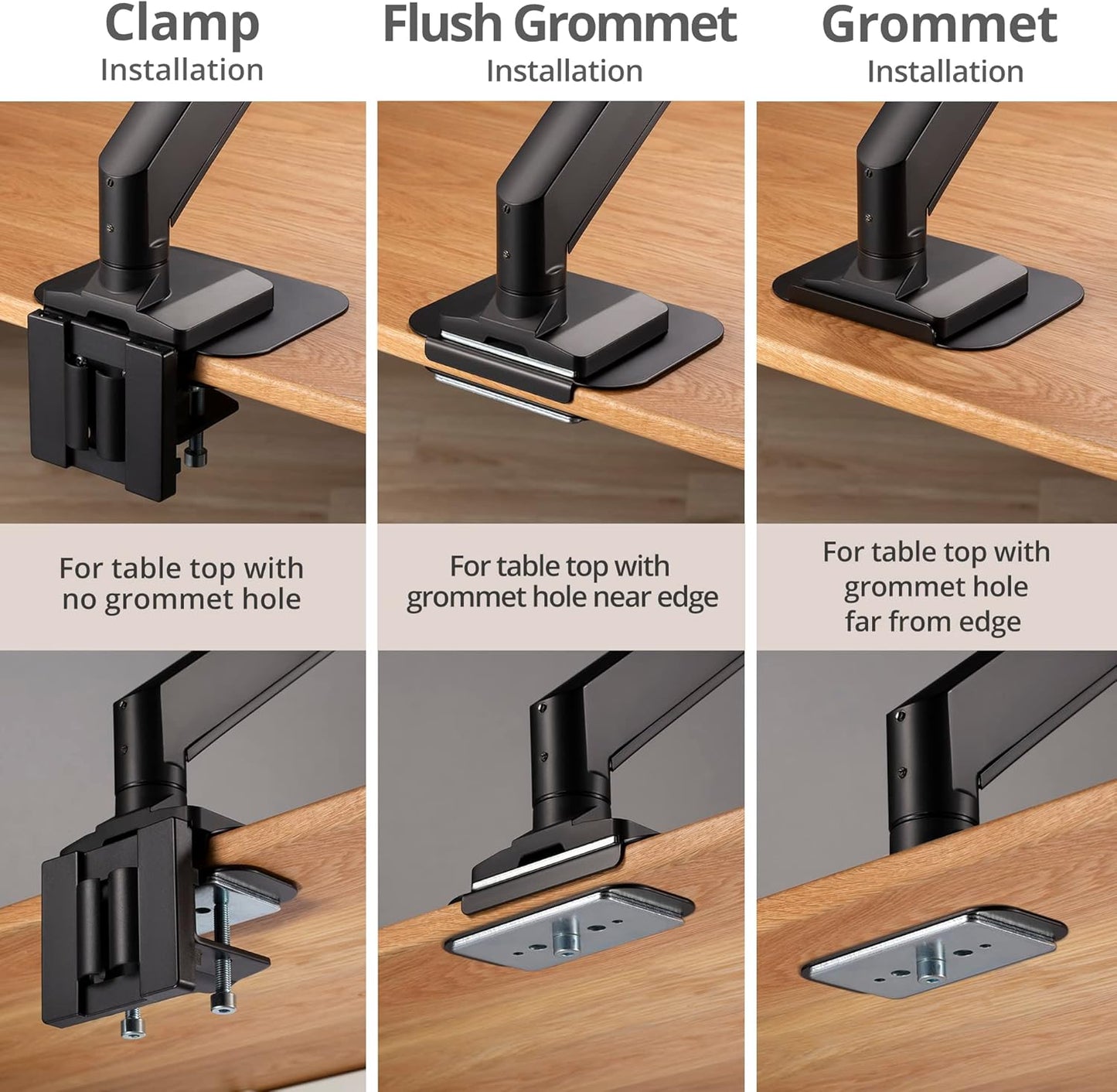 AVLT Adjustable Reinforcement Plate Bracket Mount for Fragile Tabletop - Supports Monitor Stand with C Clamp Or Grommet Installation - Black