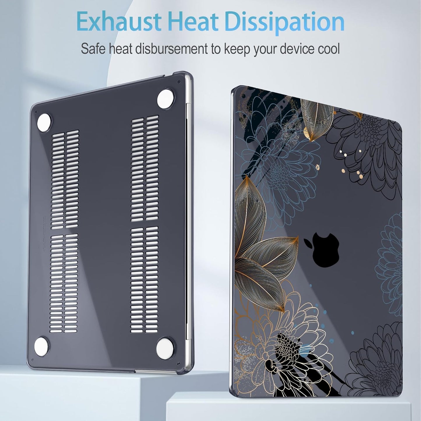 Mektron for 2025 M4 MacBook Air 13.6 Inch A3240 Case Fits 2023 A2681 M2 2024 A3113 M3 Chip with Liquid Retina Display, Printed Plastic Hard Shell Cover for MacBook Air 13.6", Line Chrysanthemums