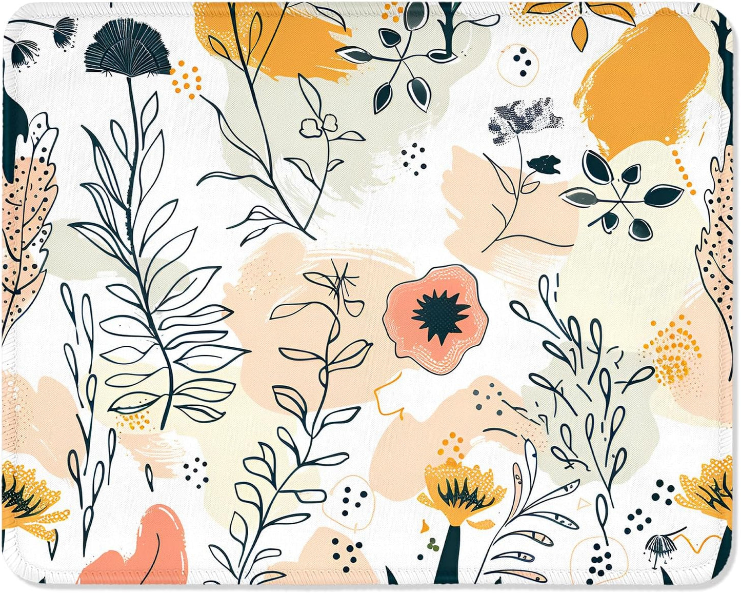 ITNRSIIET Mouse Pad with Stitched Edge Premium Textured Smooth Precise Operation Waterproof Washable Non-Slip Rubber Base Desktop Protection Mat, 10.2×8.3×0.12 inches, Beautiful Flowers