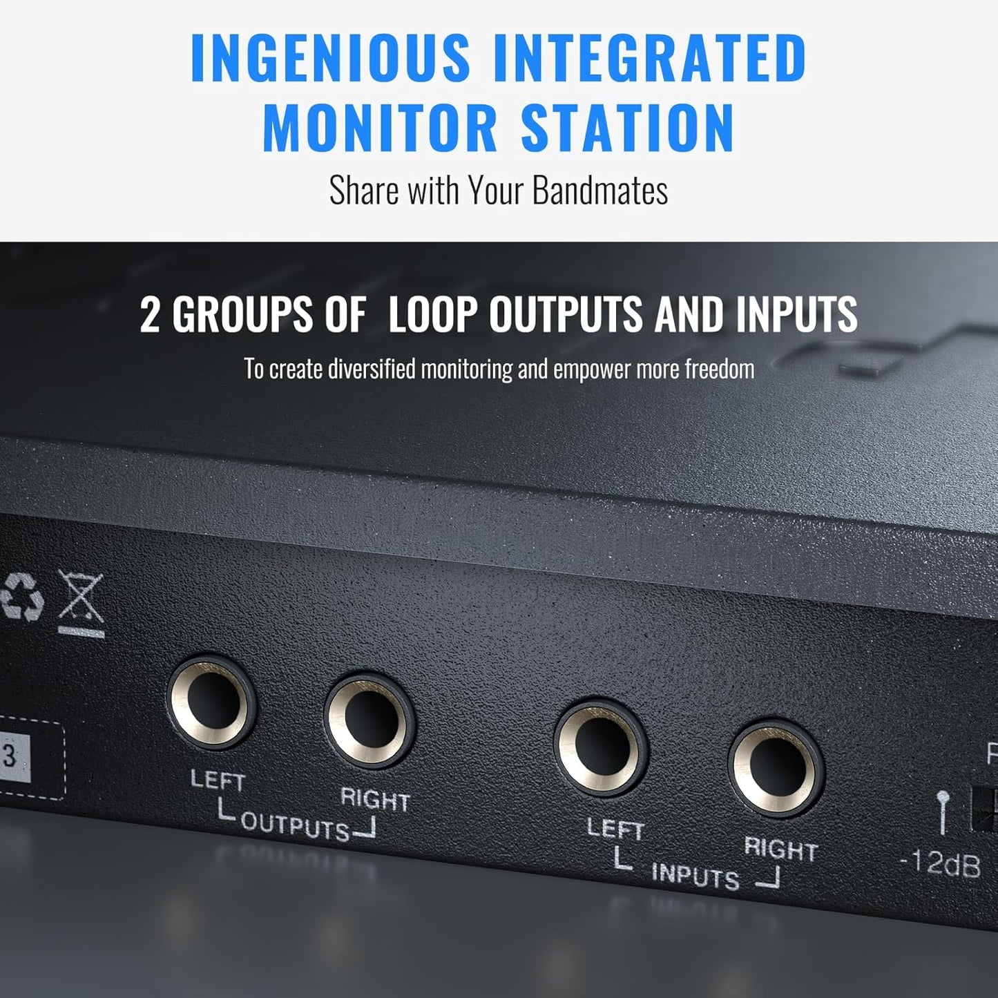 Phenyx Pro UHF Mono Dual Wireless in-Ear Monitor System, Metal Wireless IEM System, Sturdy Bodypack Receiver, 2x50 Frequencies, Separate Outputs,164ft Operation, Suitable for Band and Studio (PTM-22)